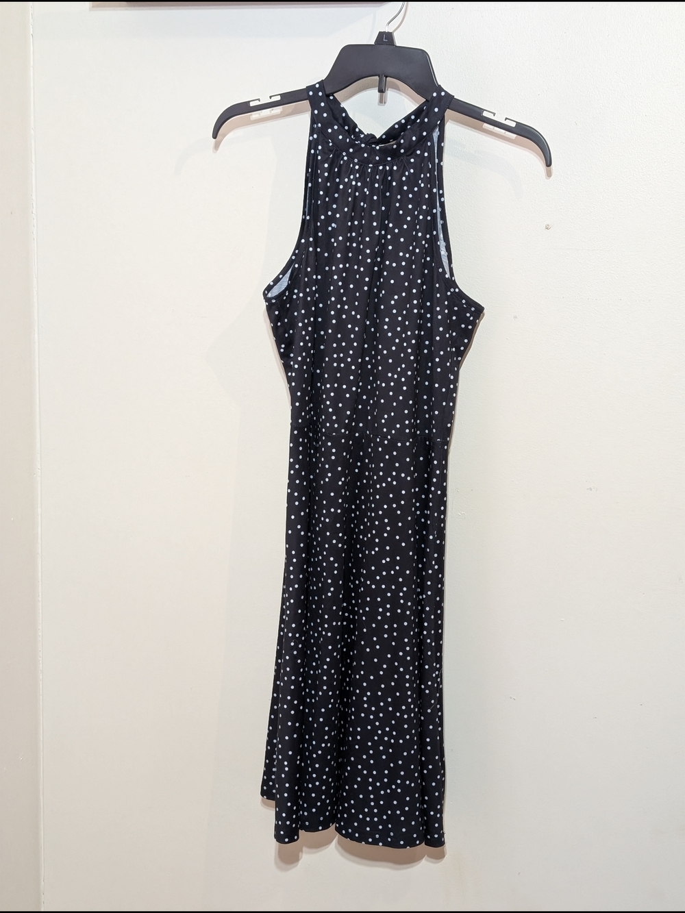 Black Polka Dot Halter Midi Dress Party Y2K